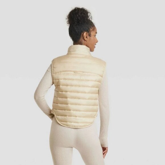 Women's Quilted Puffer Vest - JoyLab Ivory L - Picture 3 of 5